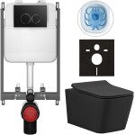 CERANO - Kompletní WC set Basic/Forte - černá matná - WC tlačítko Dualo/Černá - pro zazdění - 51x36 CER-8050BD86381
