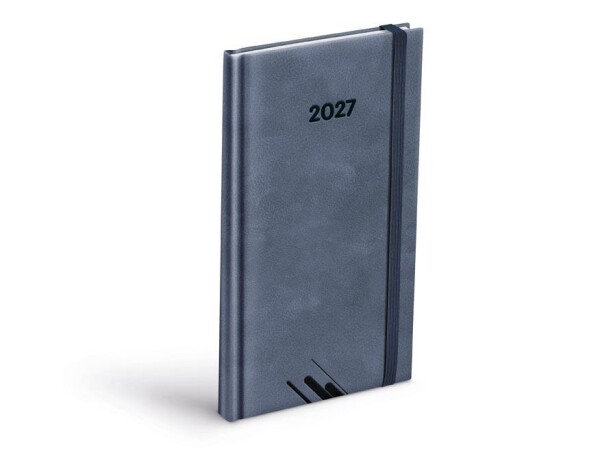Týdenní diář 2027 MFP 90x170mm T806 PU s gumkou šedý