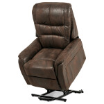 TV křeslo + eletrické polohování, hnědá látka, kov černá