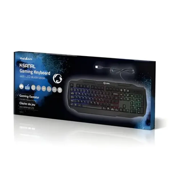 Nedis US herní klávesnice / Membránová klávesnice / LED podsvícení / USB / 1,5 m / US (GKBD100BKUS)
