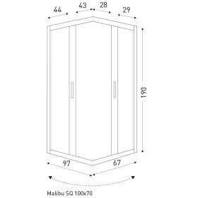 KERRA - Sprchový kout Malibu SQ 100x70 (bez vaničky) 5907548123404