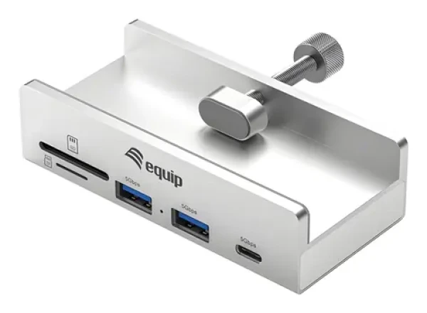 Equip 128968 stříbrná / USB hub / 2x USB-A + USB-C / čtečka SD/microSD / 5 Gbps / klip (128968)