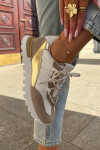 Kožené Polobotky Sneakers Dámské Artiker 56C1738 Bežovo-Zlaté 41