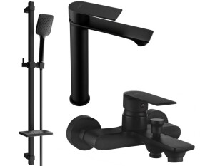 MEXEN - Royo DQ62 Set umyvadlové a vanové baterie s příslušenstvím, černá 72213DQ62-70
