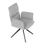 Židle jídelní, šedá látka, 360° vratný mechanismus, černý kov