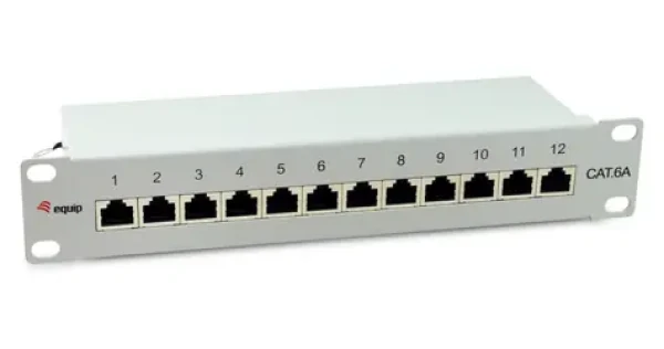 Equip 326523 šedá / Patch panel / 10" / 12x RJ45 / Cat6a stíněný / 1U (326523)