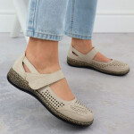 Dámská prolamovaná obuv na suchý zip béžová Unisoft 7026 37