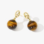 Náušnice s 12 mm tygřím okem Rhianna - stříbrné zapínání, Hnědá