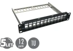 Solarix 10" černá / Patch panel / 12 portů / 1U / neosazený / stíněný (24000110)