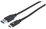 Manhattan černá / Kabel / USB-C - USB-A / USB 3.2 Gen 2 10 Gbit/s / 1 m (353373)