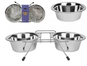 Pet Pro 2x 473 ml Stainless Steel Double Diner with Wire Stand / Dvojitá miska nerezová (10700497)