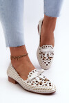Dámské bílé lodičky s průpletovou mašlí Nestavia 40