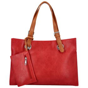 Trendy dámská koženková kabelka na rameno Valika, červená