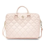 Guess PU Quilted 4G Metal Logo Computer Bag 15/16" růžová (57983117872)