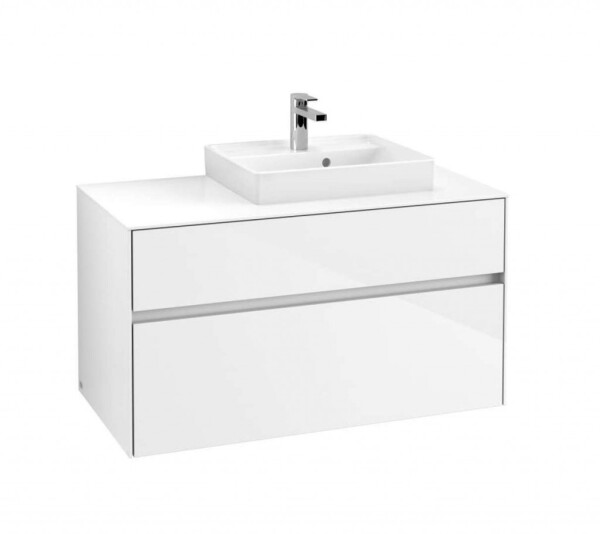 VILLEROY & BOCH - Collaro Umyvadlová skříňka, 100x55x50 cm, 2 zásuvky, Glossy White C01500DH