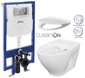 JIKA předstěnový instalační 8 cm systém bez tlačítka + WC CERSANIT CLEANON MODUO + SEDÁTKO H894652 X MO1