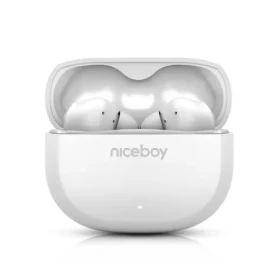 Niceboy Pins 4 bílá / Bezdrátová sluchátka s mikrofonem / ANC / Bluetooth 6.0 / IPX4 / nabíjecí pouzdro (pins-4-white)