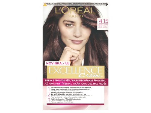 L'Oréal Paris Excellence Créme permanentní barva na vlasy 4.15 hnědá ledová,72+48+12+60 ml