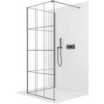 CERANO Sprchová zástěna Walk-in Onyx Corner Cube L/P - 8 mm - hranatá vzpěra - černá matná, industriální sklo - 120x90x200 cm