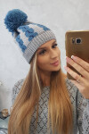 Dámská čepice s bambulí Rozalia K323 denim+grey UNI