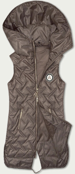 Prošívaná vesta v kakaové barvě s kapucí S'West (B8340-48) odstíny béžové 46