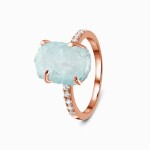 Royal Fashion prsten 14k zlato Vermeil GU-DR15554R-ROSEGOLD-AQUAMARINE-TOPAZ Velikost: 8 (EU: 57-58)