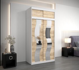 Šatní skříň Abi Se s nástavcem Barva korpusu: Bílá, Rozměry: 120 cm, Dveře: Dub sonoma