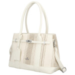 Luxusní dámská koženková kabelka do ruky Monica, krémová