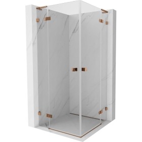 MEXEN/S - Lunar L Duo sprchový kout dveře křídlové 100 x 100, transparent, růžové zlato 834L-100L-100P-60-00