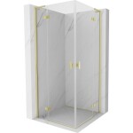 MEXEN/S - Mist-H L Duo sprchový kout dveře křídlové 105 x 105, transparent, zlato kartáčovaná 8A5L-105L-105P-55-00