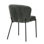 Židle jídelní, zelená látka, černé kovové nohy.