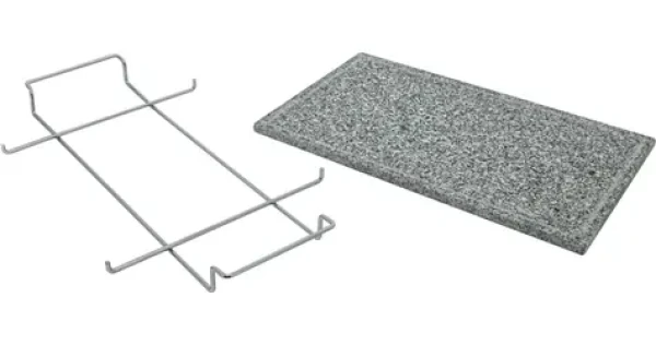 Grilovací kámen GRANIT XL / Žula / 50 x 30 cm / tloušťka 1,65 cm / chromovaný rám s držadly