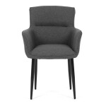 Židle jídelní, snadno čistitelná šedá látka, černý matný lak, kovové nohy