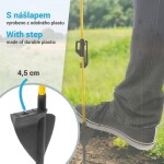 Sklolaminátový oválný sloupek pro elektrický ohradník 110 cm, nášlap a hrot, 4 izolátory na pásku až 50 mm