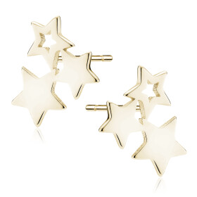 LUNICA Stříbrné náušnice ZLATÉ HVĚZDIČKY 0998