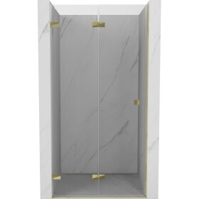 MEXEN/S - Lunar-F skládací sprchové dveře levé 90 cm, transparent, zlatá 836-090-000-50-00-L