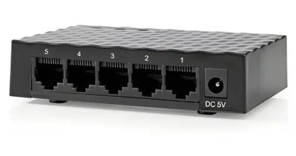 Nedis Síťový switch 5 portů černá / Switch / 5x GbE / bez PoE / VLAN / ABS (NSWH5P110BK)