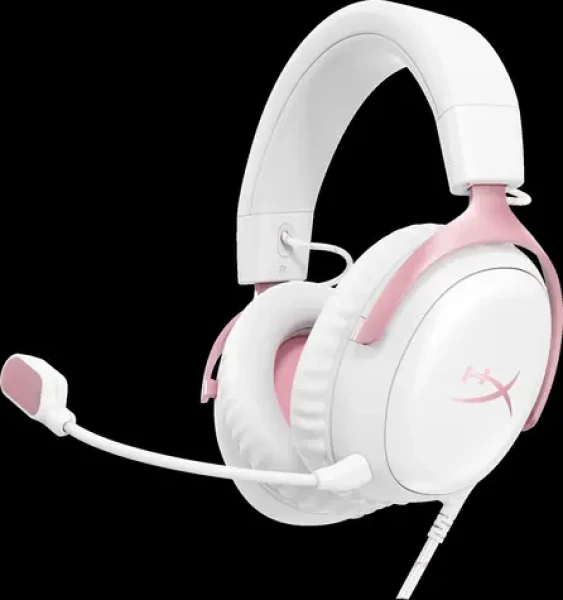 HyperX Cloud III bílo-růžová / Herní sluchátka / Mikrofon / 3.5 mm Jack / USB (9W1Q4AA)