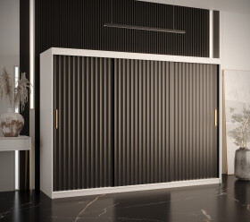 Šatní skříň Abi Riflo Wave 1 Barva korpusu: Bílá, Rozměry: 250 cm, Dveře: Černá bez zrcadla