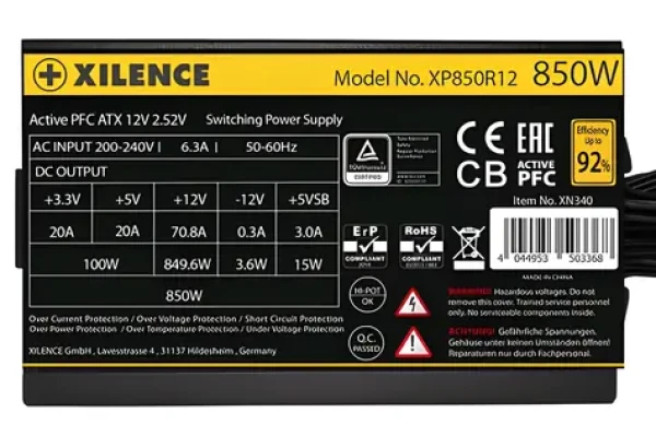 Xilence Gaming Gold 850W / Napájecí zdroj / 80PLUS Gold / nemodulární / 120mm / ATX (XN340)