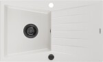 MEXEN/S - Cesar granitový dřez 1 s odkapávačem 775 x 470 mm, bílá, + černý sifon 6514771010-20-B