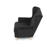 Křeslo ušák, černá látka, AK-388 BK2