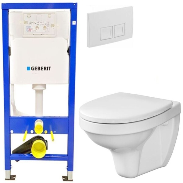 GEBERIT DuofixBasic s bílým tlačítkem DELTA50 + WC CERSANIT DELFI + SEDÁTKO 458.103.00.1 50BI DE1