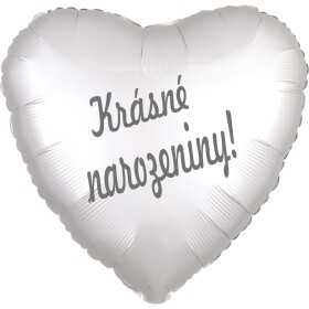 Balónek fóliový bílé srdíčko saten Krásné narozeniny! balonky.cz Balónek fóliový bílé srdíčko saten Krásné narozeniny! balonky.cz