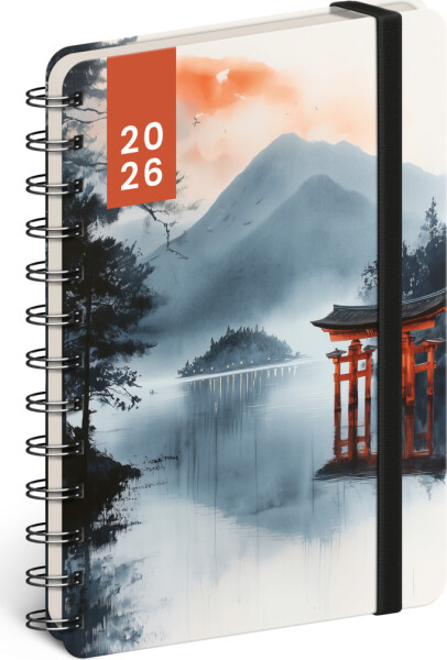 Diář 18měsíční spirálový 2025/2026 Petito - Japonsko, 13 x 18 cm