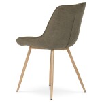 Židle jídelní, hnědá látka, kovové nohy, 3D dekor dub