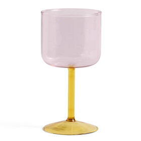 HAY Sklenice na víno Tint Pink/Yellow – set 2 ks, růžová barva, žlutá barva, sklo, 250 ml