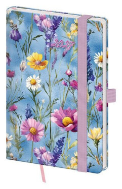 Diář 2027 týdenní kapesní Vario - Wildflowers s gumičkou
