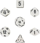 Sada kostek Chessex Opaque Polyhedral 7-Die Set - White with Black