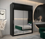 Šatní skříň Abi T3 s nástavcem Barva korpusu: Černá, Rozměry: 150 cm, Dveře: Černá